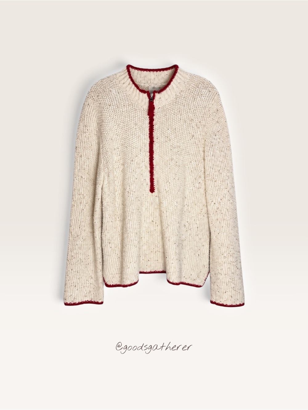 Christopher & Banks Hazel Crockett Ramie Wool Quarter Zip Sweater XL